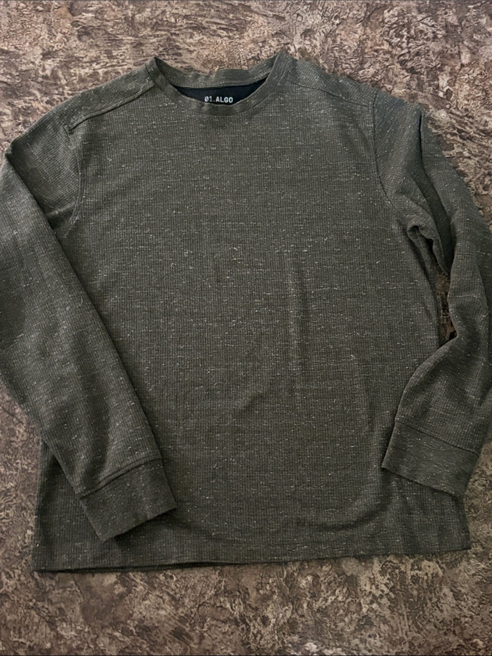 01.Algo Men’s Olive Green Crewneck Quick Dry Performance Shirt L